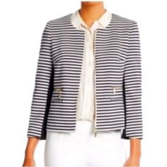 Ivanka Trump Women  Blazer Full Zip Jacket Size 4 navy and white - Picture 1 of 9